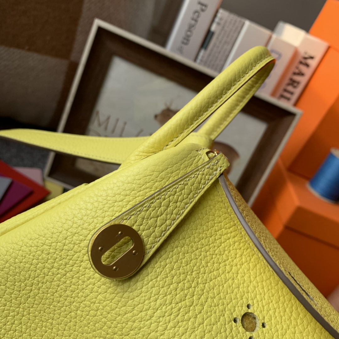 에르메스 미니 린디백 리몬첼로 금장 끌레망스 가죽